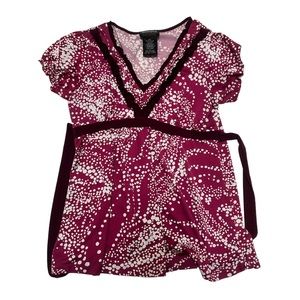 Y2K Hot Tempered Tie Back Polka Dot Blouse Top Sz L